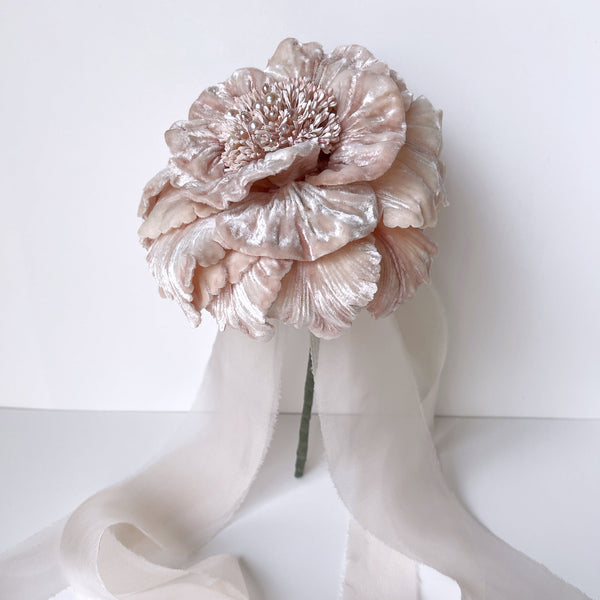 Couture Large Pink Velvet Flower Stem - Marie Livet