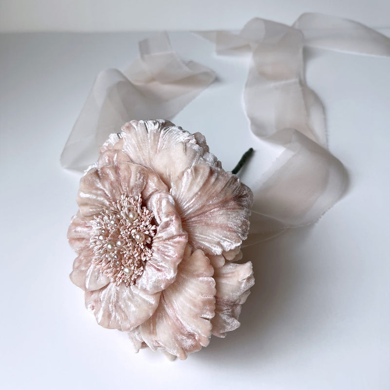 Couture Large Pink Velvet Flower Stem - Marie Livet