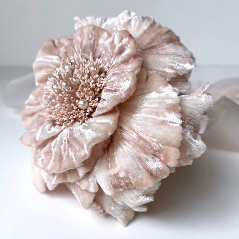 Couture Large Pink Velvet Flower Stem - Marie Livet