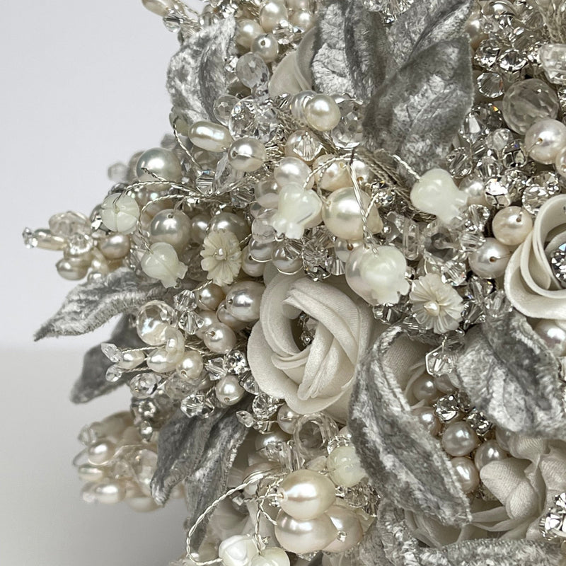 Divina Jeweled Pearl and Crystal Gemstone Wedding Bouquet - Marie Livet