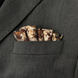 Hand Rolled Gold and Black Snake Silk Pocket Square - Marie Livet