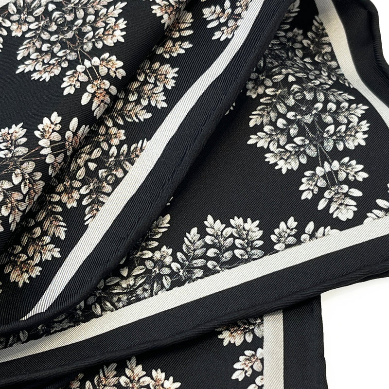 Hand Rolled Pocket Square - Black Fern Silk Twill - Double Sided - Marie Livet