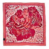 Hand Rolled Pocket Square - Impressionist Flower Pink and Coral Silk Twill - Double Sided - Marie Livet