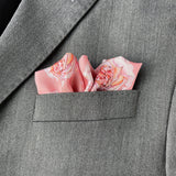 Hand Rolled Pocket Square - Pink Roses Silk Twill - Double Sided - Marie Livet