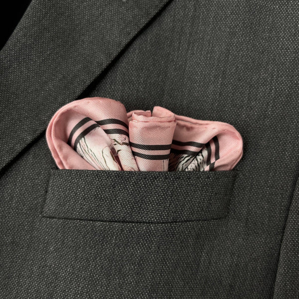 Luxury Hand Rolled Pocket Square - Classical Pink Rose Silk Twill - Marie Livet