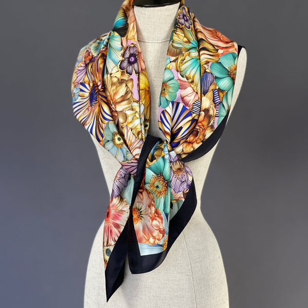 Meadow Floral Silk Twill Scarf - Marie Livet