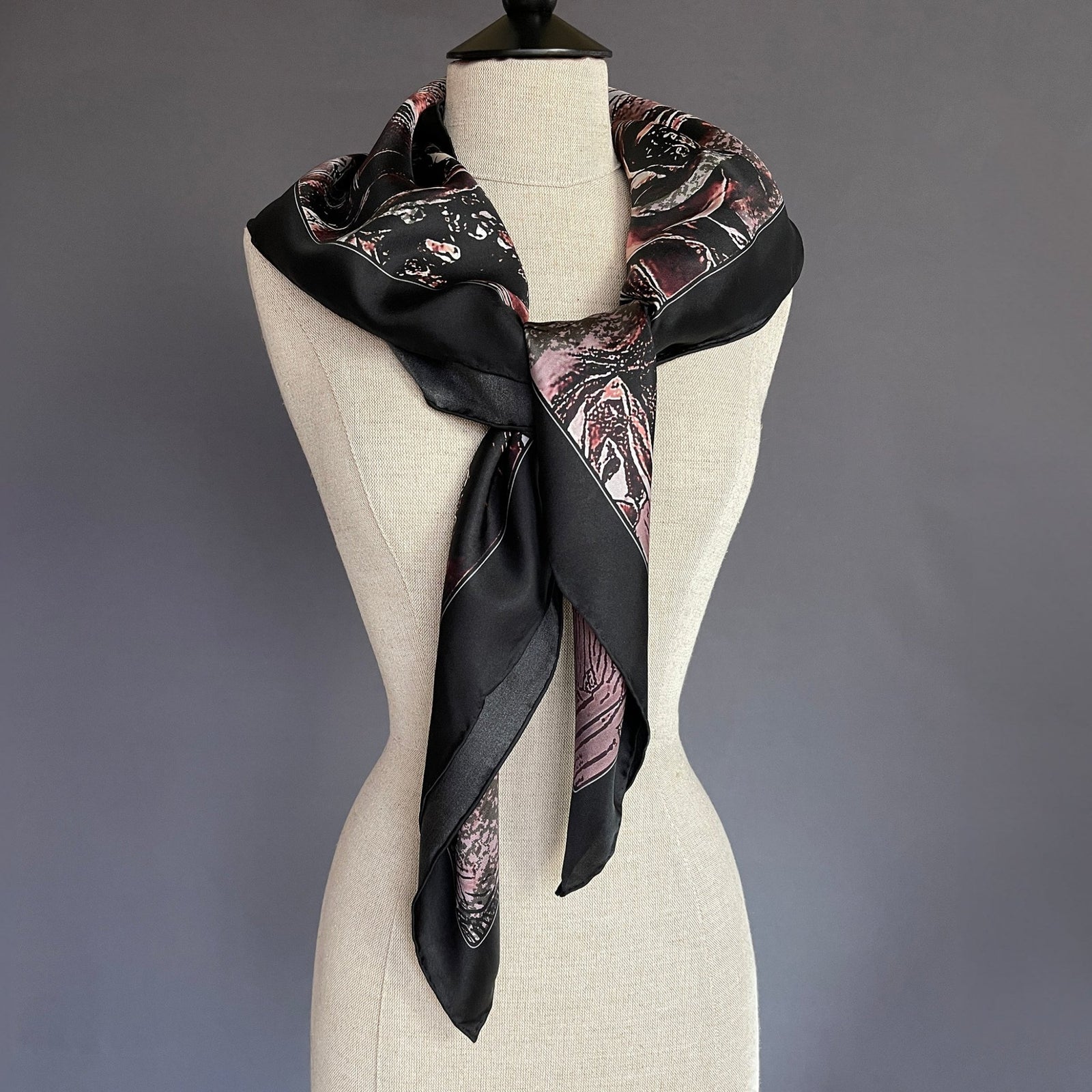 Pink and black silk scarf discount
