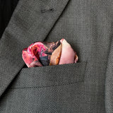 Abraham Darby Rose Vortex Silk Pocket Square Couture Peachy Pink