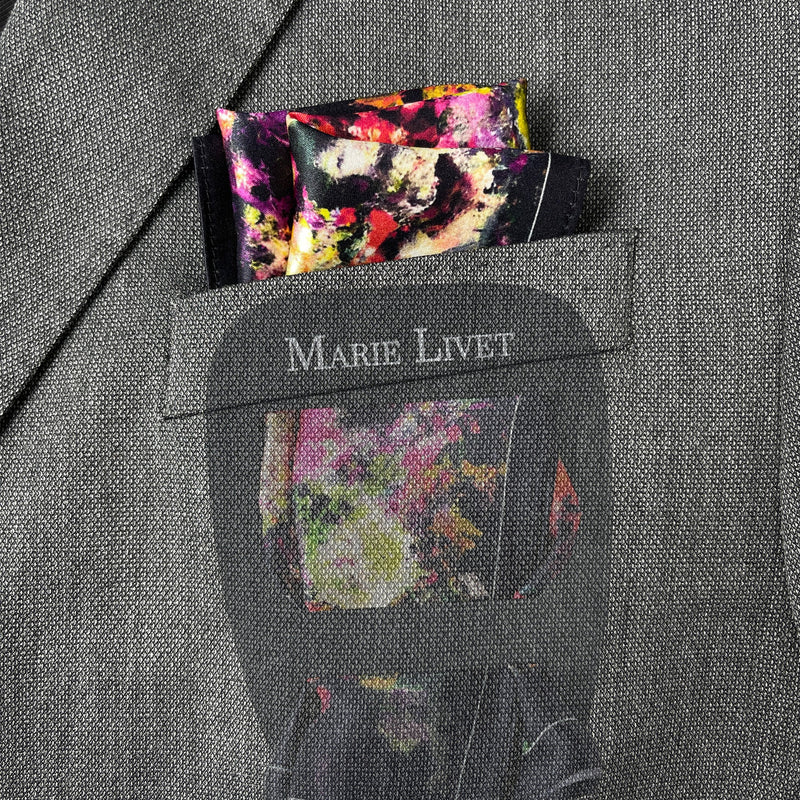 Set of Two Bright Floral Triumphant and Empress Pocket Square - Pocket Square Holder - Holiday Gift Set - Marie Livet