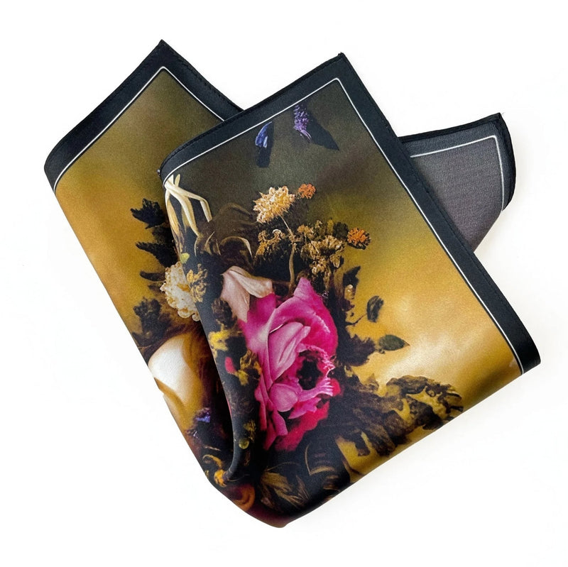 Set of Two Bright Floral Triumphant and Empress Pocket Square - Pocket Square Holder - Holiday Gift Set - Marie Livet