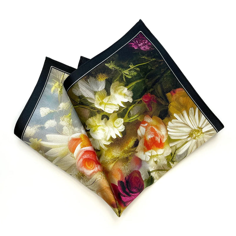 Set of Two Silk Pocket Square Ambition and Daydream Floral - Pocket Square Holder - Holiday Gift Set - Marie Livet