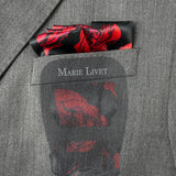 Set of Two Silk Pocket Square Black Red and Tapestry Rose Beige Rust - Holiday Gift Set - Marie Livet