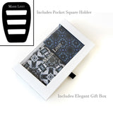 Set of Two Silk Pocket Square Blue Black and Gray - Pocket Square Holder - Holiday Gift Set - Marie Livet