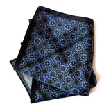 Set of Two Silk Pocket Square Blue Black and Gray - Pocket Square Holder - Holiday Gift Set - Marie Livet