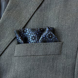 Set of Two Silk Pocket Square Blue Black and Gray - Pocket Square Holder - Holiday Gift Set - Marie Livet