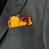 Set of Two Silk Pocket Square Blue Orange Poppy Floral - Pocket Square Holder - Holiday Gift Set - Marie Livet