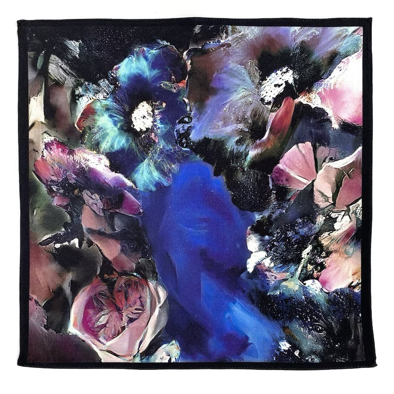 Set of Two Silk Pocket Square By Night and Gossamer Flame Floral - Holiday Gift Set - Marie Livet