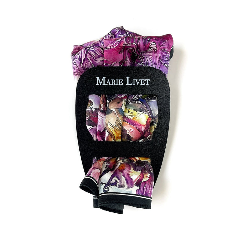 Set of Two Silk Pocket Square Purple Orchid and Pink Reverie - Holiday Gift Set - Marie Livet