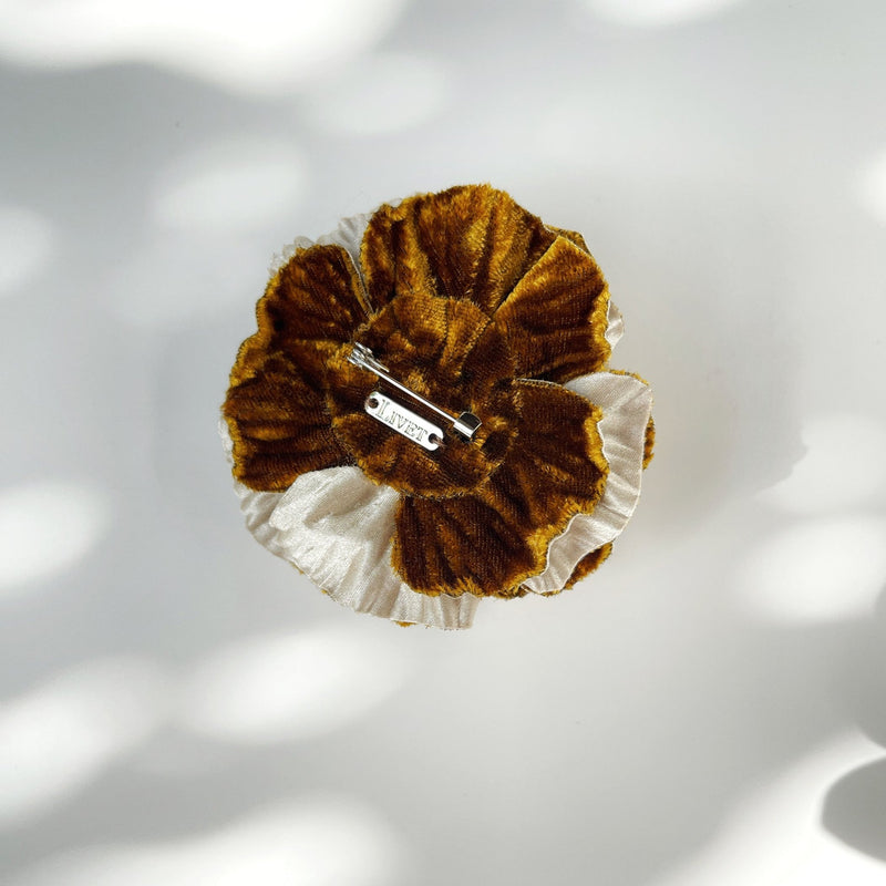 Silk Velvet and Crystal Flower Brooch - Luxury Fashion Accessory - Silk Floral Pin - Marie Livet