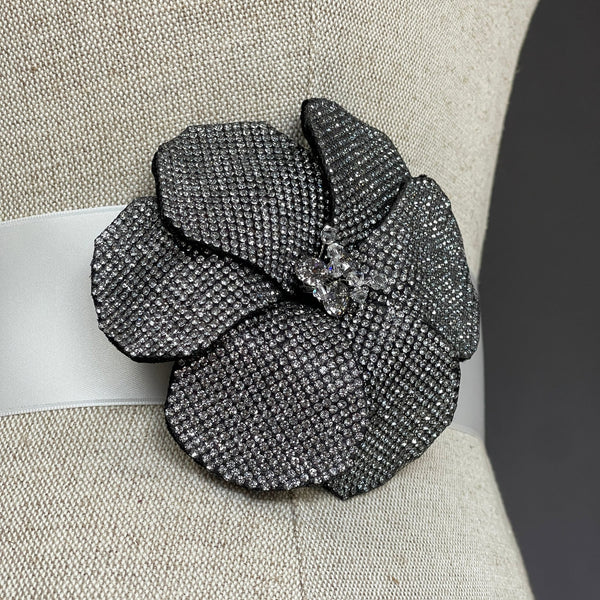 Starlight Couture Crystal Black Flower Brooch - Marie Livet