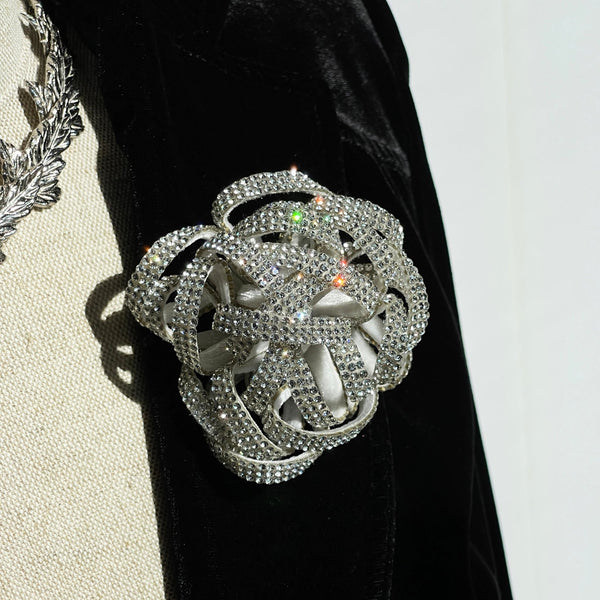 Fashion Flower Pin with Crystal Center Fashion Flower Pin with Crystal Center