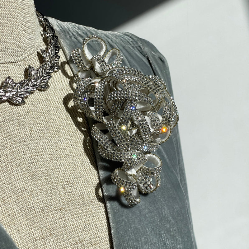 Starlight Sparkle Couture Crystal Flower Brooch Pin Set