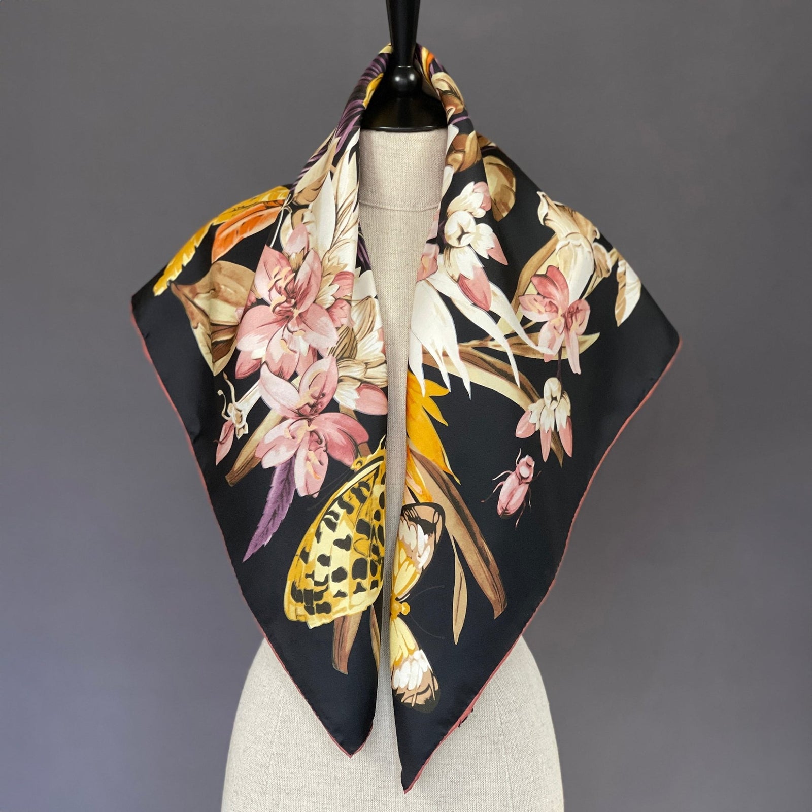 スカーフ FLORAL PRINT SCARF tropical-floral-silk-twill-
