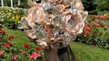 Bouquet de mariée en argent sterling et pierres précieuses champagne Grace Couture rose