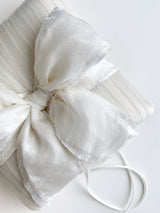 Alexandra Ivory Pleated Tulle Silk Bow Ring Bearer Pillow - Marie Livet