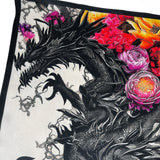 Art Series - Ash and Birth - Dragon Floral Silk Satin Pocket Square - Marie Livet