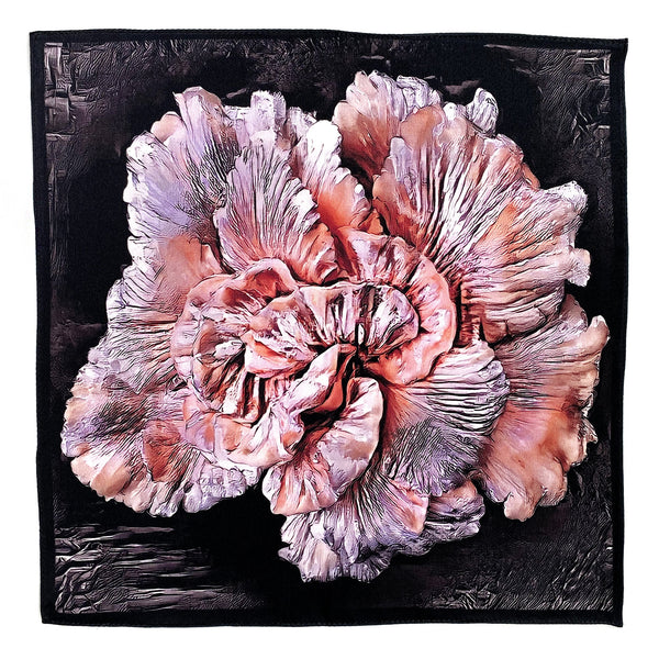 Art Series - Certainty - Pink and Black Flower Silk Satin Pocket Square - Marie Livet