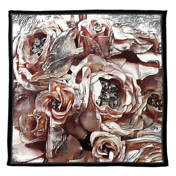 Art Series - Classical Rose - Peachy Pink Silk Satin Pocket Square - Marie Livet