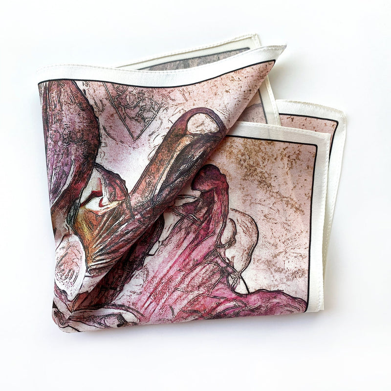 Art Series - Evermore Orchid Flower - Pink Silk Satin Pocket Square - Marie Livet