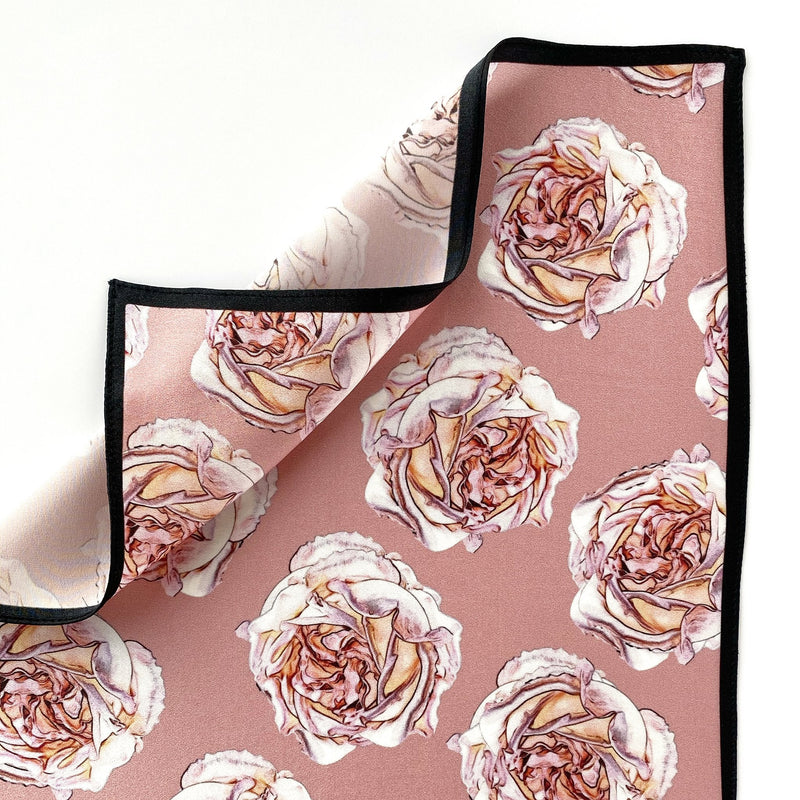 Art Series - Pink Rose - Silk Satin Pocket Square - Marie Livet