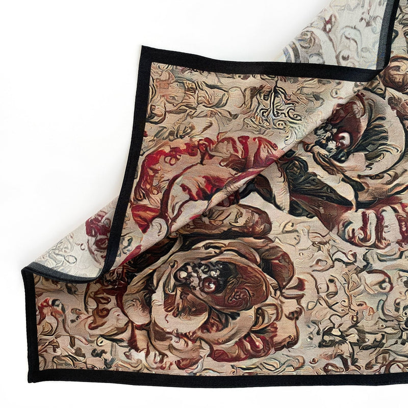 Art Series - Tapestry Rose Silk Satin Pocket Square - Marie Livet