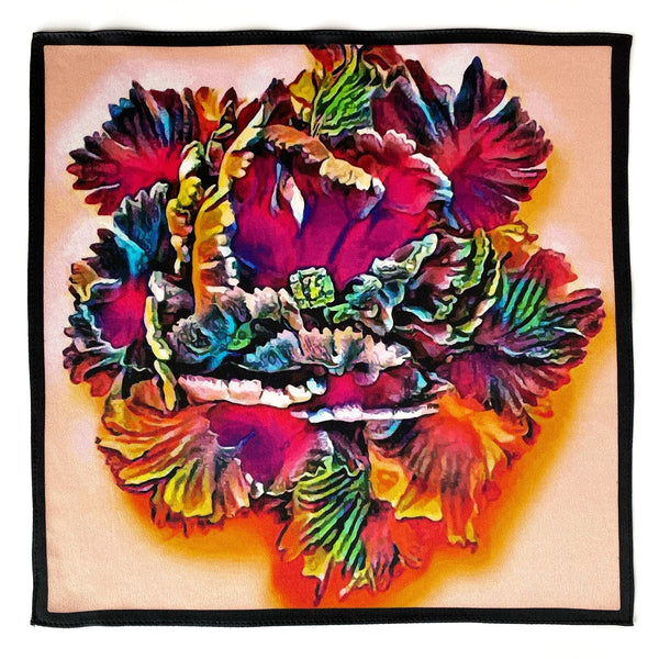 Art Series - The Fire Within - Bright Floral Silk Satin Pocket Square - Marie Livet