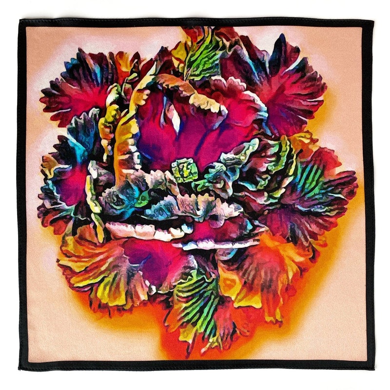 Art Series - The Fire Within - Bright Floral Silk Satin Pocket Square - Marie Livet