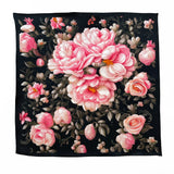 Art Series - Victorian Rose - Pink and Black Silk Satin Pocket Square - Marie Livet
