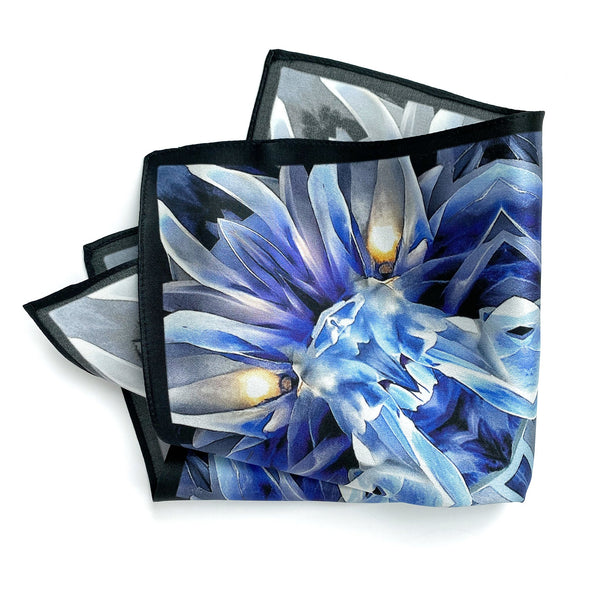 Art Series - Vitality - Blue Silk Satin Pocket Square - Marie Livet