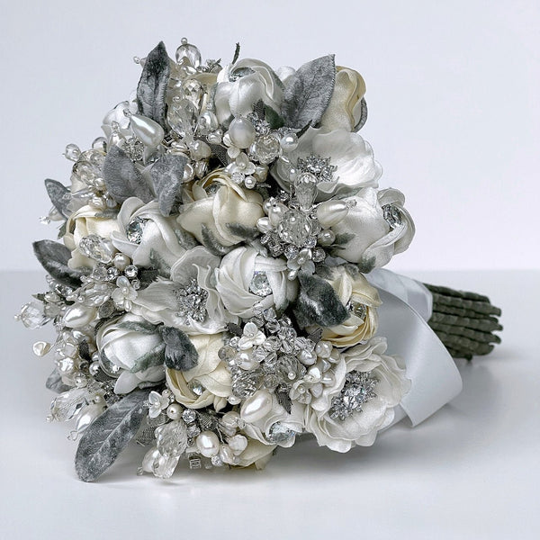 Bella Jeweled Pearl and Crystal Gemstone Wedding Bouquet - Marie Livet