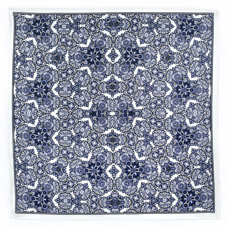 Blue Forces Floral Silk Pocket Square - Marie Livet
