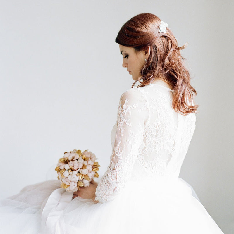 Blush Pink Gold Metal Leaf Bridal Bouquet - Marie Livet Blush Pink Gold Metal Leaf Bridal Bouquet - Marie Livet
