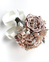 Blush Pink Pearl Sterling Silver and Gemstone Crystal Bridal Bouquet - Marie Livet