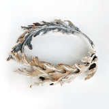 Champagne and Silver Silk Velvet Oak Leaf Hair Crown Wreath - Marie Livet