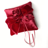 Couture Red Silk Velvet Ring Bearer Pillow - Marie Livet