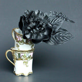 Dakota Black Leather Floral Lapel Pin Boutonniere - Marie Livet