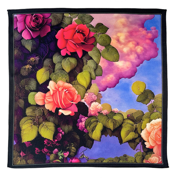 Evening Rose Floral Silk Satin Pocket Square - Marie Livet