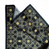 Evergreen Black and Gold Silk Satin Pocket Square - Marie Livet