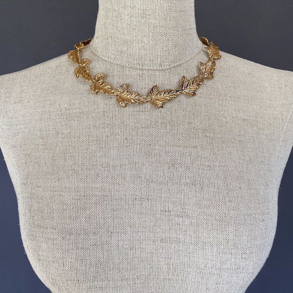 Gold Prosperity Wreath Leaf Necklace - Marie Livet