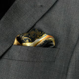 Guarded Beauty Black and Gold Tulip Silk Pocket Square - Marie Livet